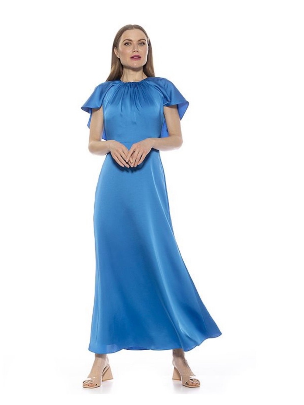 Alexia Admor Vibrant Blue Maxi Dress with Flutter Sleeves